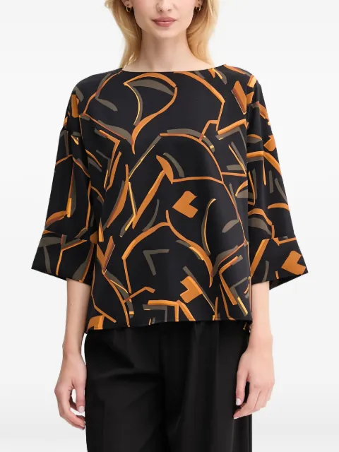 Joseph Ribkoff geometric-print flared-sleeve blouse Black 253238