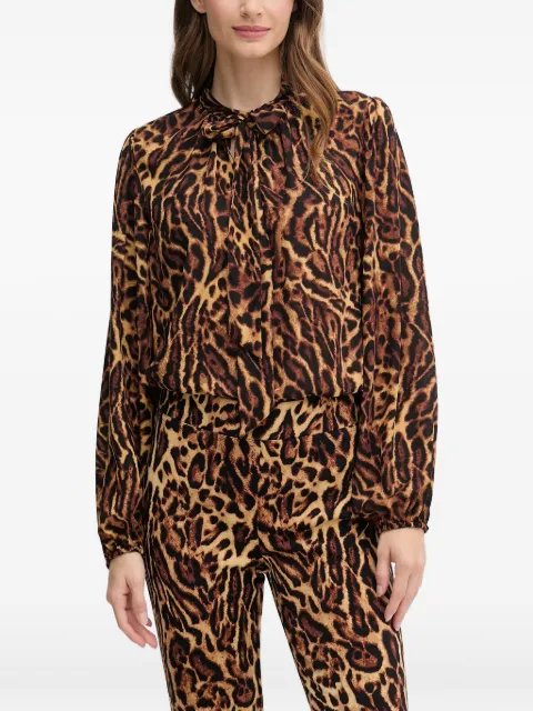 Joseph Ribkoff bow animal-print top Brown 253077