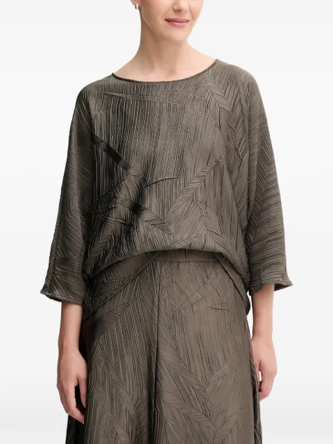 Joseph Ribkoff geometric-pattern pleated top Brown 253002