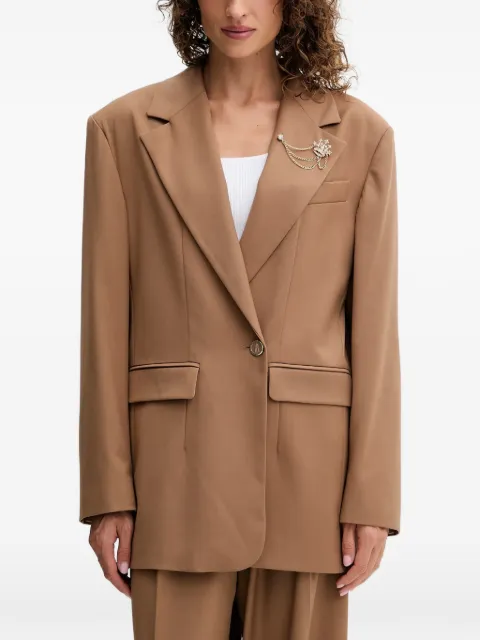 FRACOMINA crown-embellished long blazer Brown FS25WJ3005W66101
