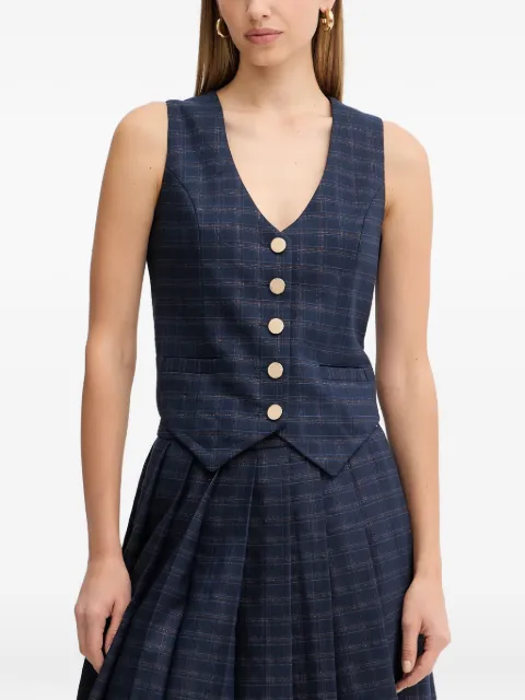 FRACOMINA plaid V-neck gilet top Blue FS25WJ5002W56195