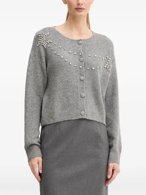 FRACOMINA stone-embellishment button-fastening cardigan Grey FS25WT8002K560R9