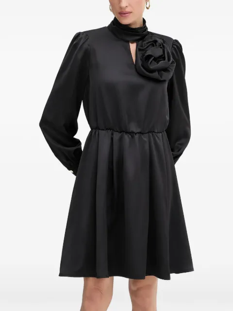FRACOMINA flower-embellished mock-neck mini dress Black FR25WD1018W41101