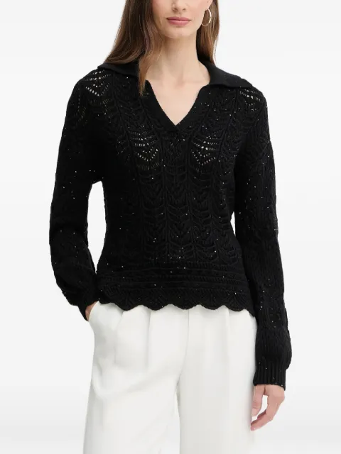 FRACOMINA v-neck scalloped knitwear Black FS25WT7032K53801