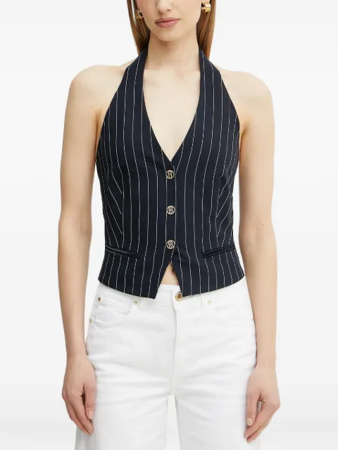 FRACOMINA pinstripe buttoned halter top Blue FR25SJ5002W761D4