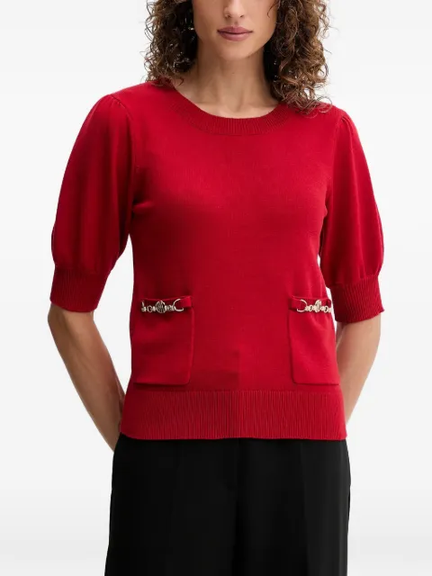 FRACOMINA side-pocket puff-sleeve T-shirt Red FR25WT7019K55601