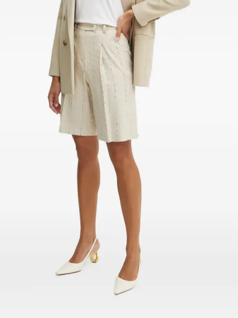 FRACOMINA striped pleated shorts Neutrals FS25SV6003W788N8
