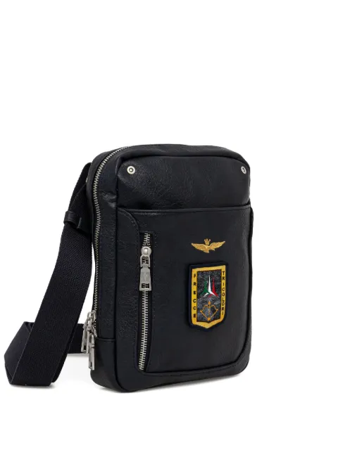 Aeronautica Militare appliqué-details zipped messenger bag Blue AM471