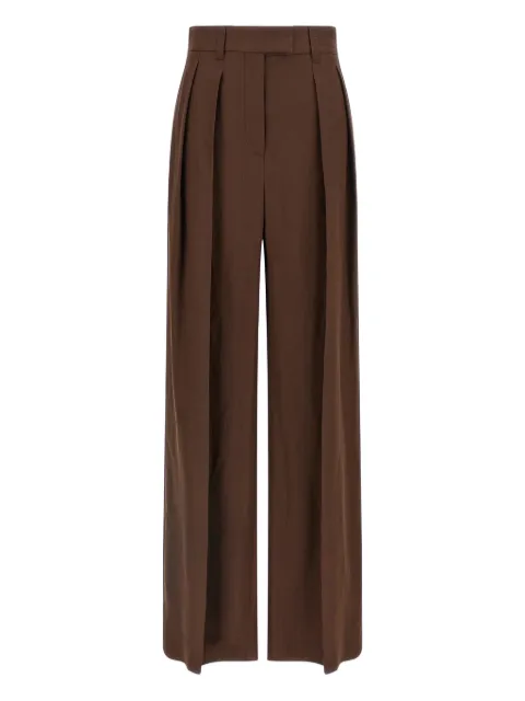 Brunello Cucinelli viscose and linen fluid twill Sartorial wide trousers Brown MH126P8512C9284