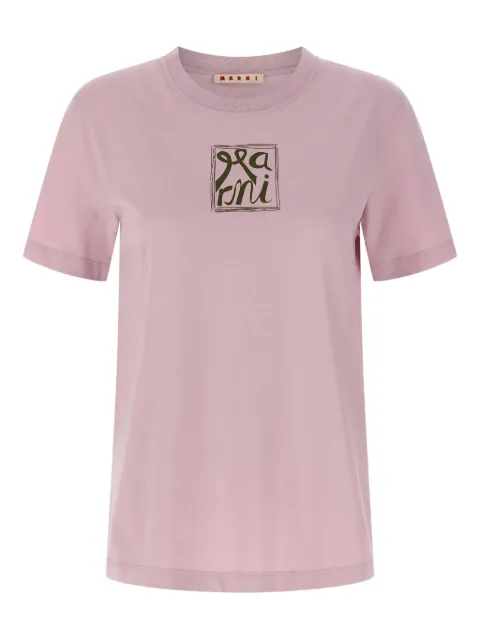 Marni logo-print crew neck T-shirt Pink THJE0293PCUSCY88LOC20