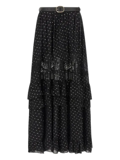 Self-Portrait chiffon lace maxi skirt Black RS26196XSK