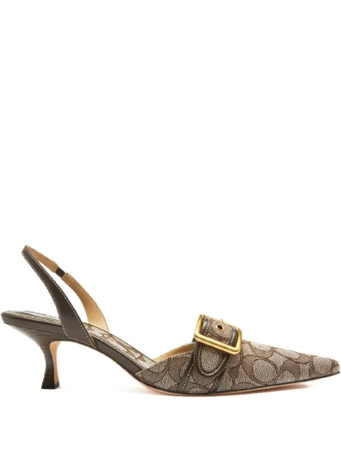 Coach monogram-jacquard slingback sandals Neutrals CCV93