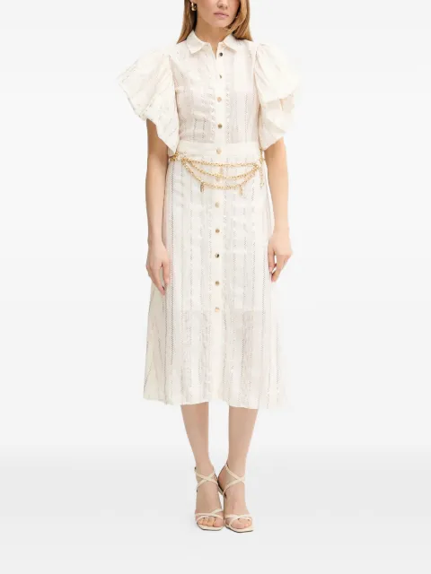 FRACOMINA ruffled buttoned midi dress Neutrals FS25SD3003W403Q7