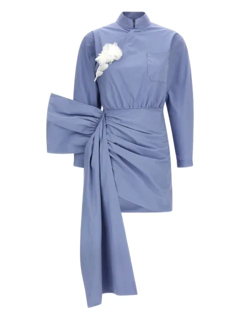 Self-Portrait tie side bow mini dress Blue RS26552SBL