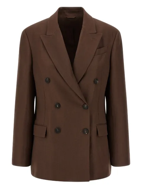 Brunello Cucinelli peak lapels double-breasted blazer Brown MH1267094C9284