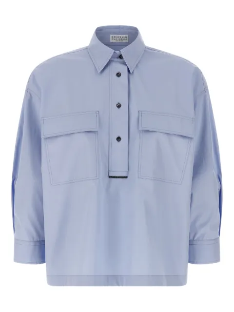 Brunello Cucinelli jewel-detail pocket shirt Blue MH772NA905C172
