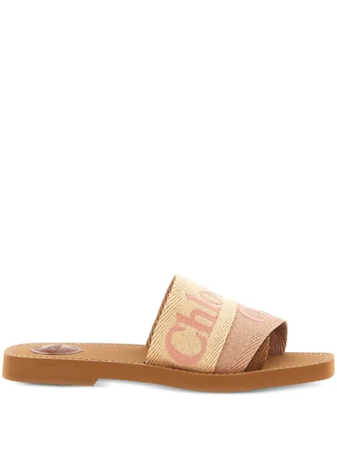 Chloé logo-print flat sandals Neutrals CHC23U188EF