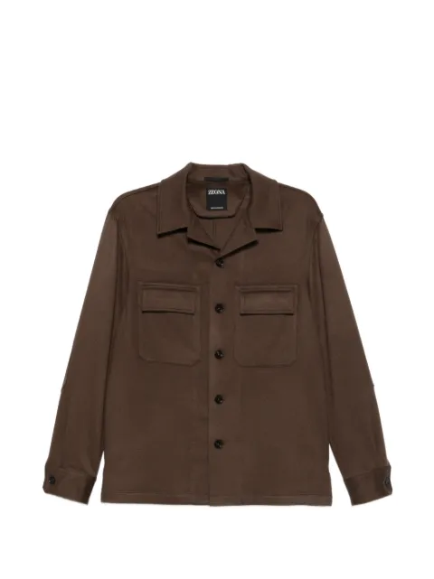 Zegna button flap pocket shirt Brown UGV46A2SOT6B