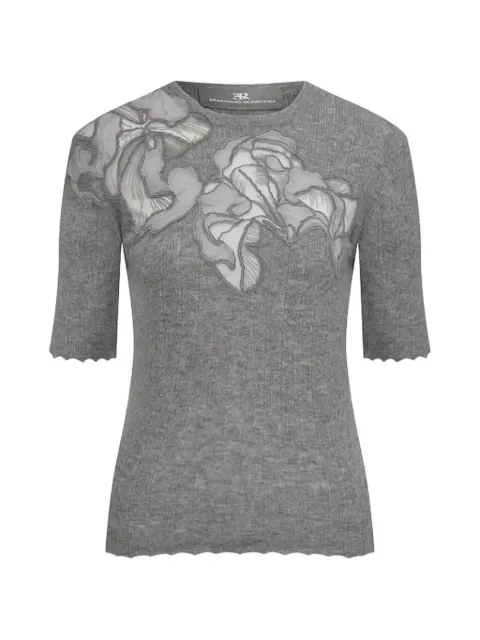 Ermanno Scervino floral-appliqué ribbed T-shirt Grey D475L317APRNR