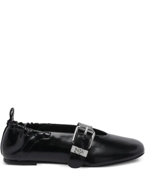 GANNI Sue buckle-detail ballet flats Black B1020054