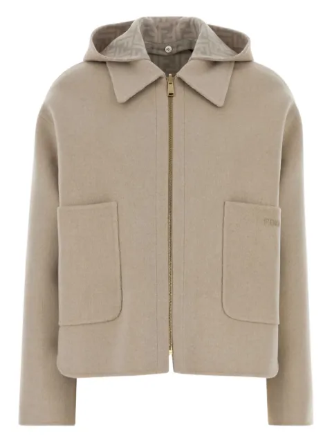 FENDI zip-up hooded jacket Neutrals FJ7696A5HD
