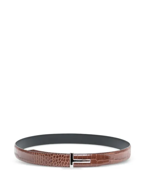 TOM FORD crocodile-effect belt Brown TB224LCL439S