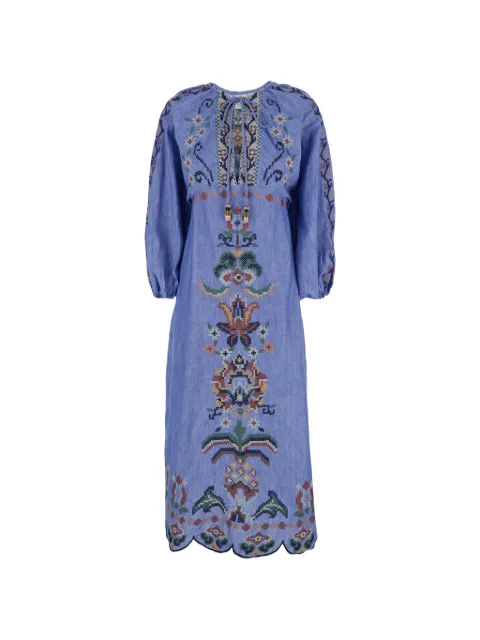 FARM Rio Garden Tapestry embroidered mini dress Blue 349077