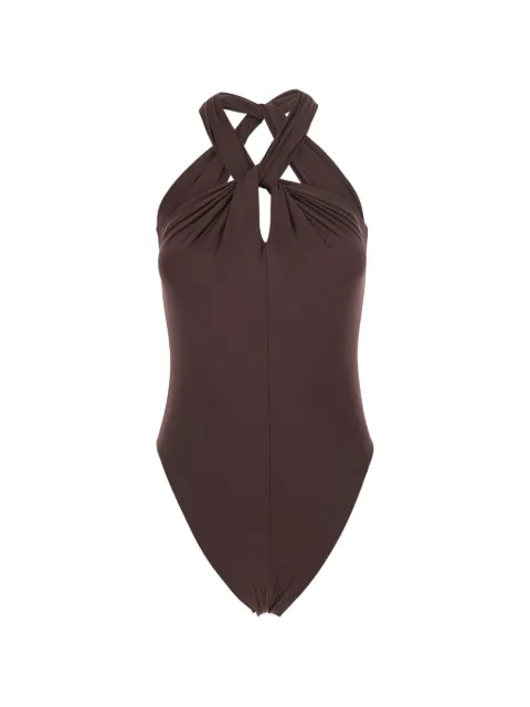 Federica Tosi halterneck twist-detail swimsuit Brown 4280343018