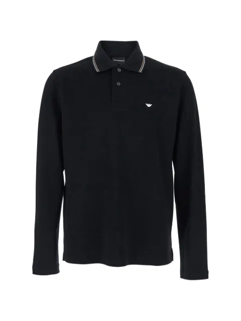 Emporio Armani long-sleeve logo-detail polo shirt Black EM004608AF23090