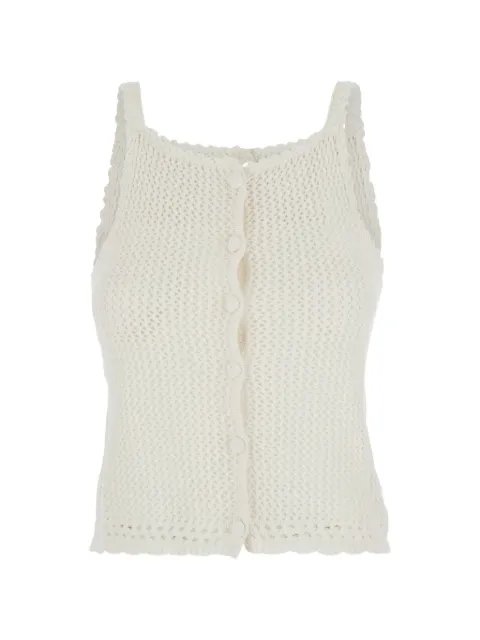 DUNST open-knit scalloped-edge top Neutrals UDSW6B232IV