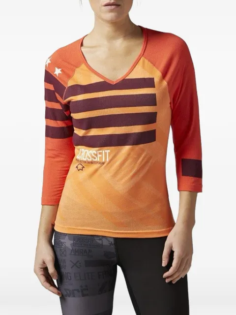 Reebok striped V-neck T-shirt Orange AI9405