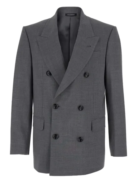 Emporio Armani double-breasted peak-lapels blazer Grey EM004079TE19332O8003