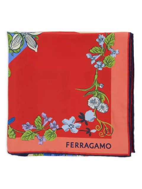 Ferragamo floral-print logo scarf Red 789888