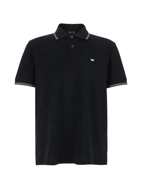 Emporio Armani embroidered trim polo shirt Black EM004607AF23090