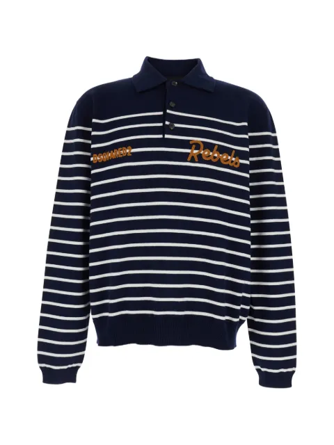 DSQUARED2 striped embroidered polo shirt Blue S74HA1632D13199