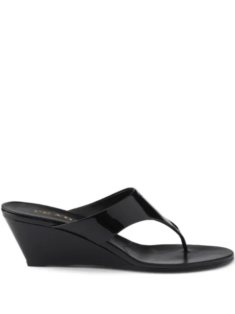 Prada logo-print wedge sandals Black 1Y385OF055069