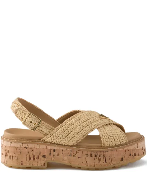 Prada crochet platform sandals Neutrals 1X269OF0552C2T