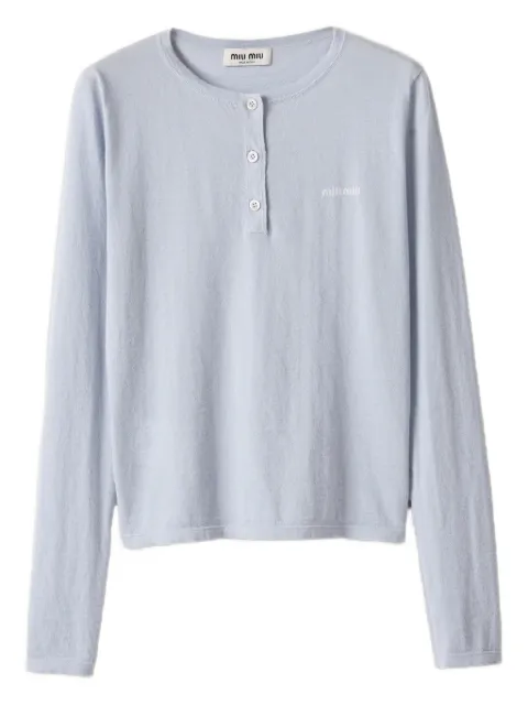 Miu Miu cashmere henley sweater Blue MML03ASOOO176Y