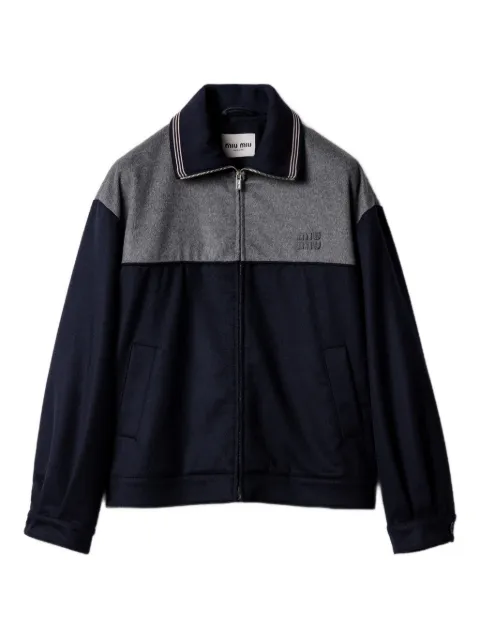 Miu Miu velour blouson zipper jacket Blue ML1412SOOO18ZL