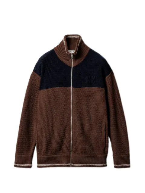Miu Miu cashmere zipper cardigan Brown MMF00ISOOO18SO