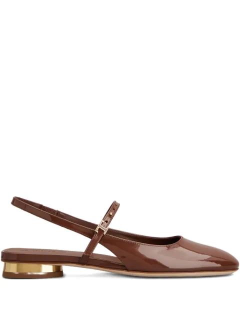 Tod's sling-back gold-tone flat pumps Brown XXW92L0JV40SFK