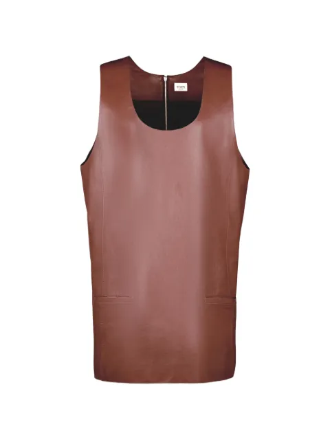 Tod's zip leather mini dress Brown X7WG152754EYGK