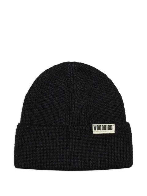Woodbird Yupa Long ribbed-knit beanie hat Black 2336002