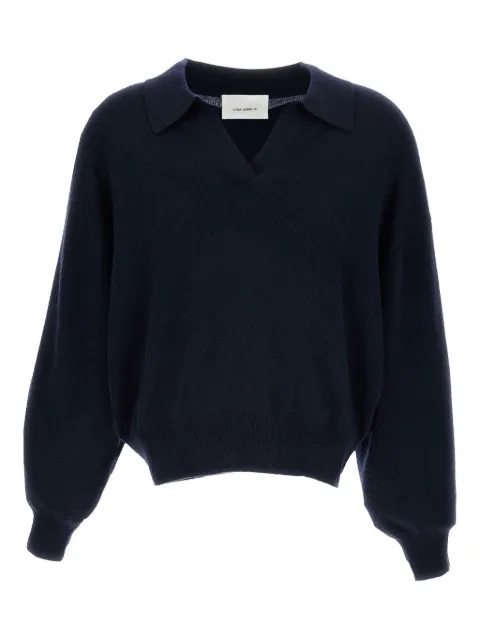 Lisa Yang ribbed polo wool sweater Blue 2026310JN