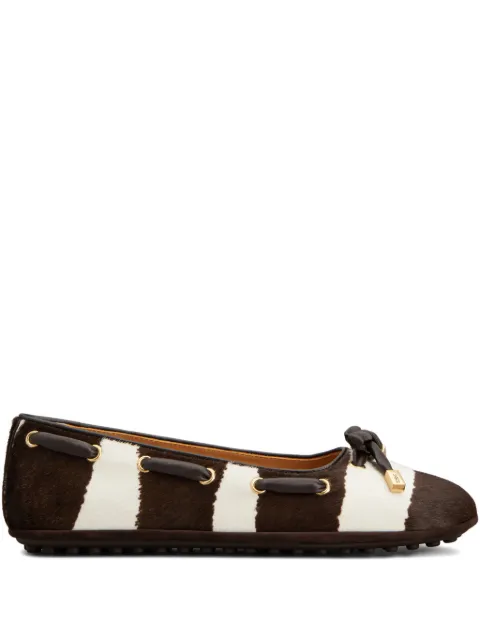 Tod's striped bow-detail ballet flats Brown XXW04M0KC40V3M