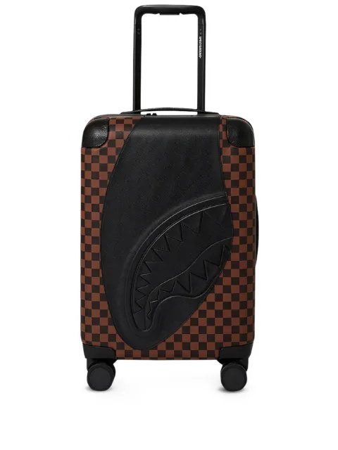 Sprayground Jetstream checkerboard shark trolley bag Brown CL290910CL290NSZ