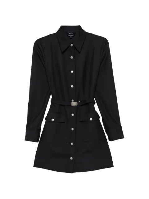 A.P.C. buttoned belted mini shirt dress Black PSALPF35247