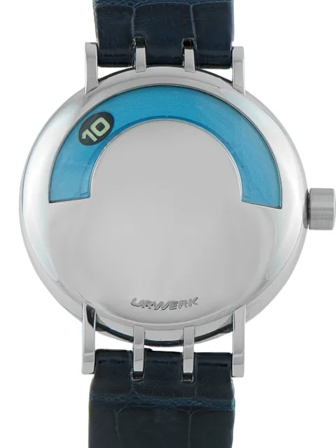 Urwerk steel wandering hours 38mm watch Blue 10238