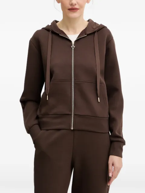 GUESS USA zipped embellished hoodie Brown W5YQ05KBYE2