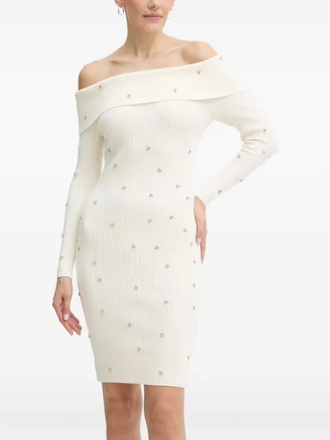 GUESS USA rhinestone-embellished off-shoulder mini dress Neutrals W5BK64Z2YJ2